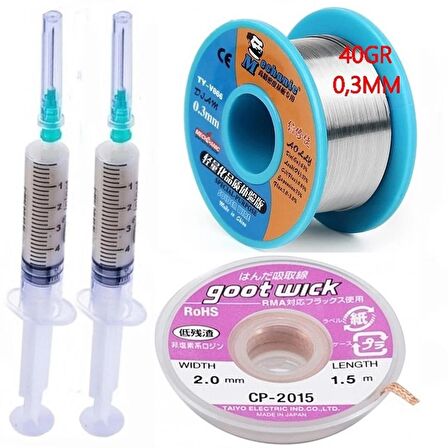 Flux Lehim Toplama,lehim Emme Tel 2,0mm Ve Lehim Teli Soldering 63sn/37pb Flux %1-3 40gr 03mm 4in1 Arada