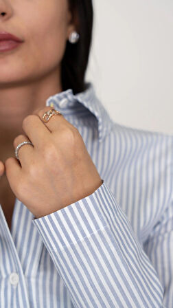 Hera Grey-Blue Çizgili Gömlek Elbise