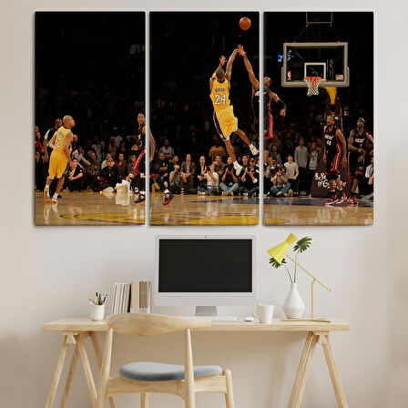 Kobe Bryant Los Angeles Lakers Kanvas Tablo / Black Mamba ( ÜÇ PARÇA )