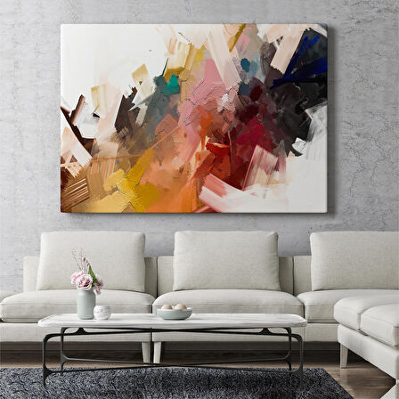 Fırça Darbeli Soyut Modern Sanat Yağlıboya Görünüm Tablo ( ÜÇ PARÇA )