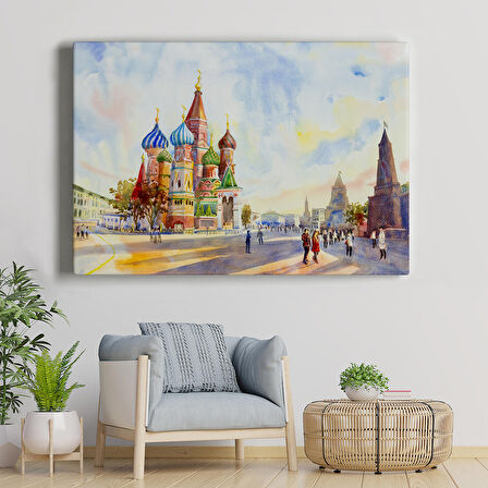 Kremlin Ve Kızıl Meydan Aziz Basil Katedrali Moskova Tablo ( ÜÇ PARÇA )