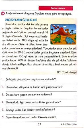 2.Sınıf Türkçe 1.Dönem - Etkinlikli Çalışma ve Soru Bankası Kitabı