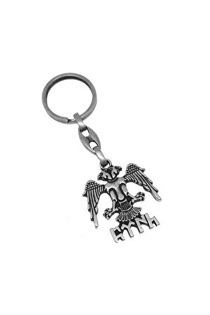 Çift Başlı Kartal ve Göktürkçe Türk Yazılı Döküm Metal Anahtarlık 1 Adet 1798