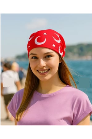 Kırmızı Ay Yıldız Türk Bayrağı Fular Bandana - 23 Nisan. 29 Ekim, 19 Mayıs 24 ADET