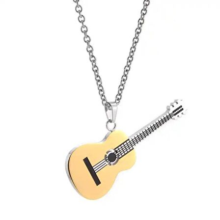 Paslanmaz Çelik Gold Gitar Kolye 316L Unisex