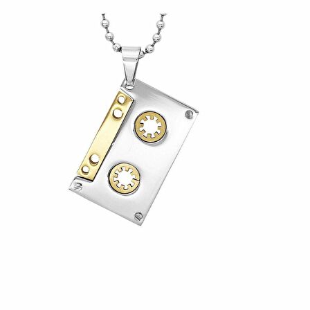 Kaset Kolye Gümüş Gold Paslanmaz çelik 316L