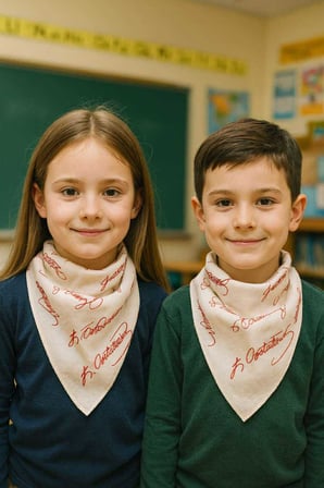1 Adet Beyaz Kırmızı Atatürk İmza Fular Bandana - 23 Nisan, 29 Ekim,30 Ağustos, 9 Mayıs %100cotton
