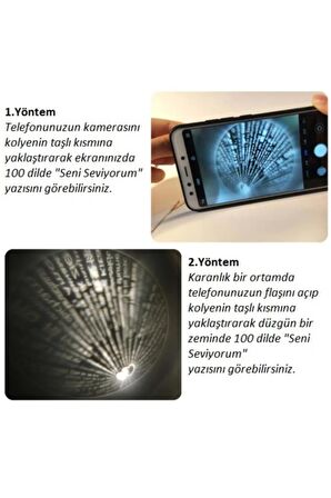 100 Dilde Seni Seviyorum Gold Kalp Projeksiyon Kolye 