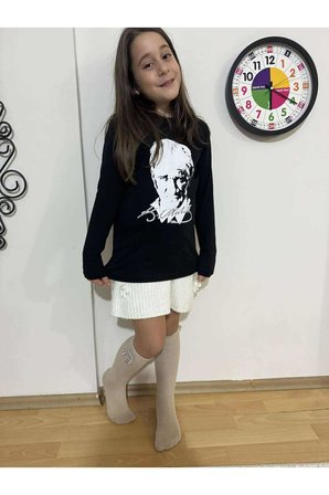 10 Kasım Özel Tasarım Siyah Atatürk Baskılı Uzun Kollu Tişört – Unisex