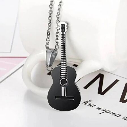 Gitar Kolye Paslanmaz Çelik 316L Black Unisex 