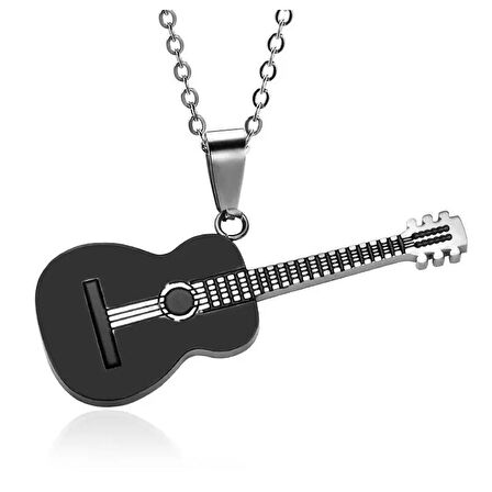 Gitar Kolye Paslanmaz Çelik 316L Black Unisex 