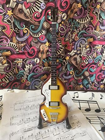 Bas Gitar El Yapımı Ahşap Minyatür Hediyelik Biblo 26 cm 9 PAUL MCCARTNEY ORIGINAL VIOLIN BASS