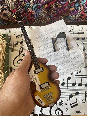 Bas Gitar El Yapımı Ahşap Minyatür Hediyelik Biblo 26 cm 9 PAUL MCCARTNEY ORIGINAL VIOLIN BASS