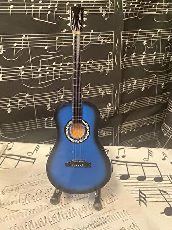 Minyatür Gitar Mavi Klasik Gitar 25cm Hediyelik Biblo 