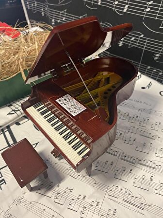 Minyatür Piyano Ahşap Dekoratif Kahve
