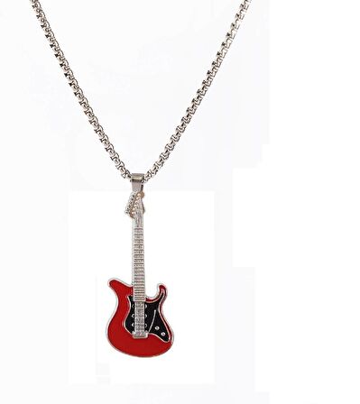 Gitar Kolye Paslanmaz Çelik Kırmızı