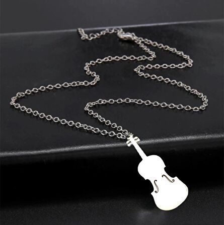 Keman Violin Paslanmaz Çelik Kolye 