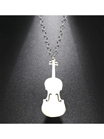 Keman Violin Paslanmaz Çelik Kolye 