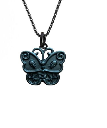 Kelebek Siyah Kolye 