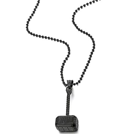 Marvel the avengers thor çekiç çelik kolye siyah