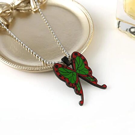 Herşey Nota Anime demon slayer iblis avcısı kelebek kolye Kadın & Erkek Renkli 