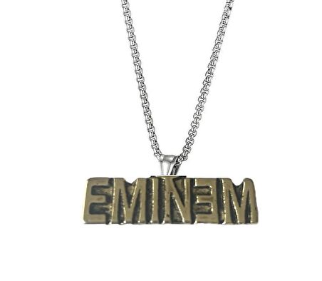 Herşey Nota Eminem Yazılı Kolye Kadın Erkek Örme Zincir 