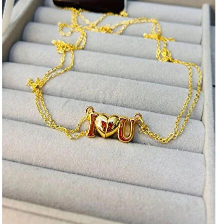 Gold I Love You Mıknatıslı Sevgili Çift İkili Kolye