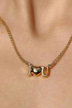 Gold I Love You Mıknatıslı Sevgili Çift İkili Kolye