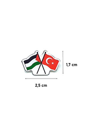 Damla Etiket Filistin Türkiye Flamalı Metal Yaka Rozeti 1 Adet