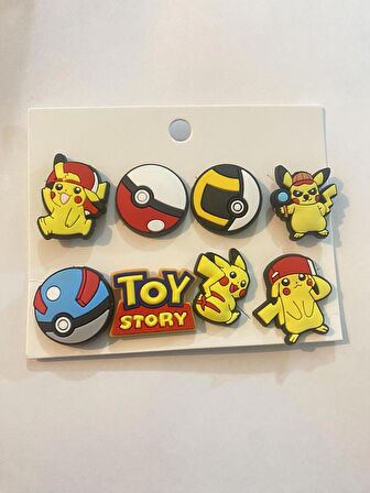 Pikachu Pokemon Jibbitz Terlik Süsü Crocs Aksesuarı 8 Adet Hediyelik Aksesuar