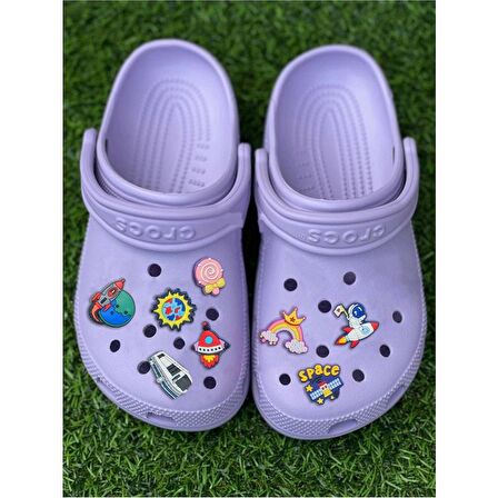 Crocs Terlik Süsü 8'li Uzay Space Set Jibbitz 8 Adet Terlik Süsü