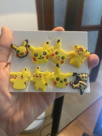 Pokemon Pikachu Jibbitz Terlik Süsü 8 Adet Hediyelik Aksesuar