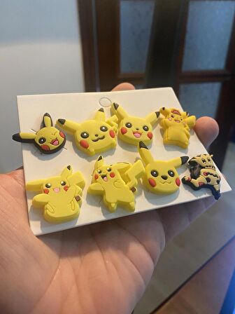 Pokemon Pikachu Jibbitz Terlik Süsü 8 Adet Hediyelik Aksesuar