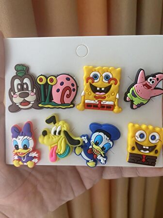 Disney Sünger Bob Crocks Terlik Süsü Jibbitz Crocs Aksesuarı 8 Adet