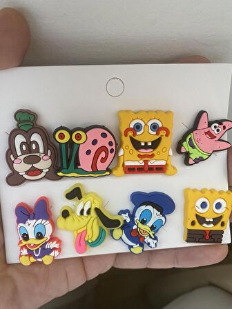 Disney Sünger Bob Crocks Terlik Süsü Jibbitz Crocs Aksesuarı 8 Adet