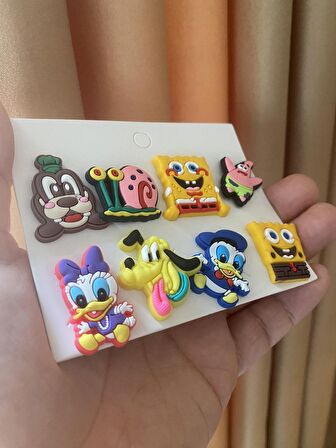 Disney Sünger Bob Crocks Terlik Süsü Jibbitz Crocs Aksesuarı 8 Adet