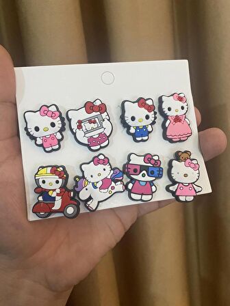 Hello Kitty Desen Crocks Terlik Süsü Jibbitz Crocs Aksesuarı 8 Adet