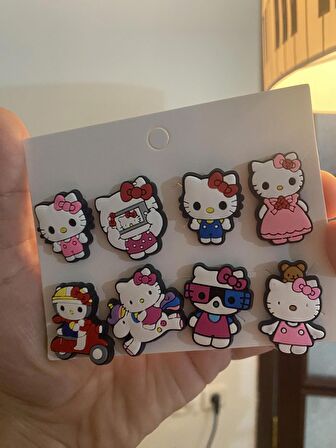 Hello Kitty Desen Crocks Terlik Süsü Jibbitz Crocs Aksesuarı 8 Adet