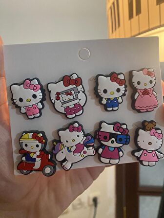 Hello Kitty Desen Crocks Terlik Süsü Jibbitz Crocs Aksesuarı 8 Adet