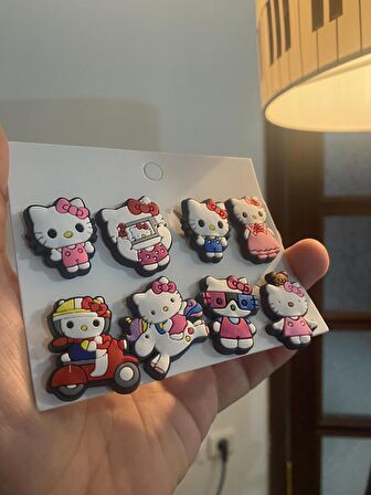 Hello Kitty Desen Crocks Terlik Süsü Jibbitz Crocs Aksesuarı 8 Adet