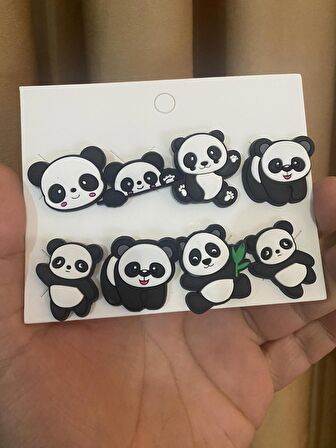 Panda Desen Crocks Terlik Süsü Jibbitz Crocs Aksesuarı 8 Adet