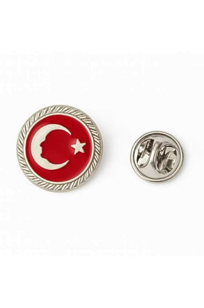 Atatürk Ay Yıldız Silüeti Gold Rozet | Kadın & Erkek Parlak Metal Yaka Rozeti