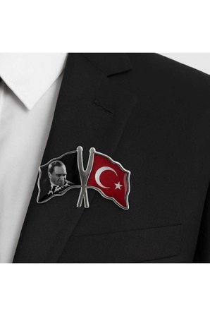 Türk Bayrağı Atatürk Bayrak Sembol Rozet Gümüş 1 adet