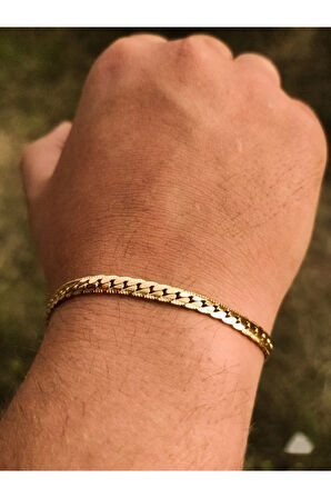 Urban Kararmaz Gold Çelik Bileklik Unisex  1763