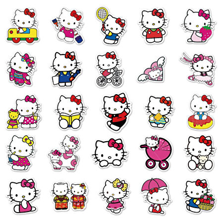 Hello Kitty Sticker Etiket Seti 25 Adet Rastgele Seçim