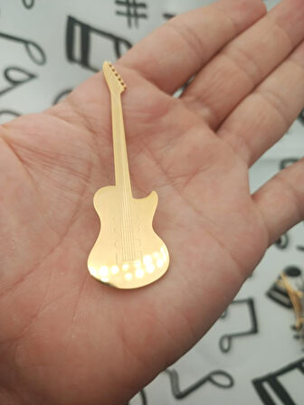 Şık Gold Gitar Model Broş - Yaka İğnesi Unisex Aksesuar