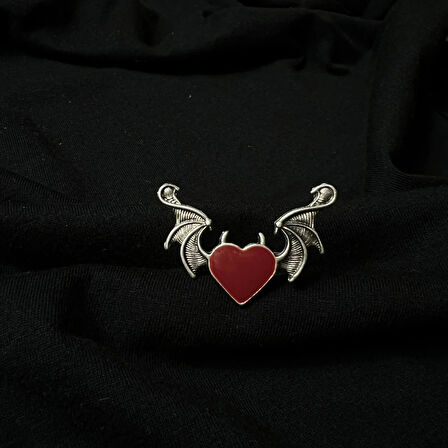 Devil Red Heart Wings Yüzük Boyu Ayarlanabilir Unisex Yüzük 1822