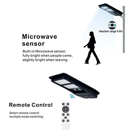 200w Güneş Enerjili Profesyonel Sokak Aydınlatması Uzaktan Kumandalı Sensörlü Led Projektör IP65