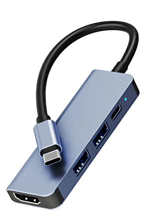 Type-c 4in1 Dönüştürücü Hub Macbook Uyumlu Çevirici Çoğaltıcı Hdmi/Usb3.0/Typec PD