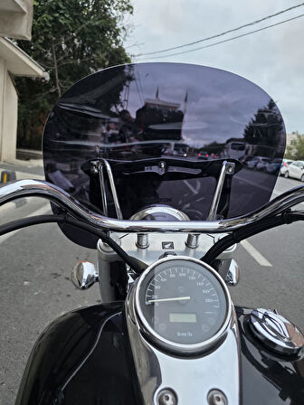 MOTOCAM Honda Shadow 750 Ön Cam 1999-2010 Model 45cm Siyah Renkli 4mm APARATSIZDIR